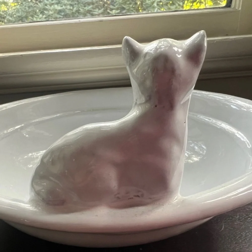 NEW Astier de Villatte Large Chat Cat Bowl, White Ceramic - Picture 9 of 11